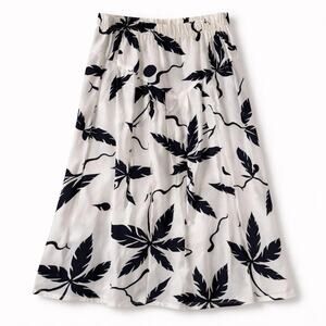 Basque Waist Vintage Floral By Krush black white skirt cruise tropical palm tree
